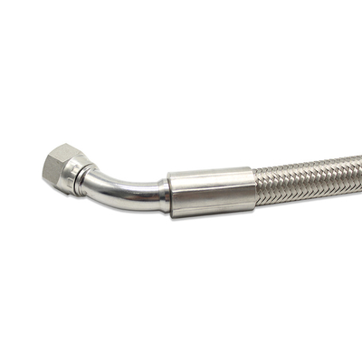 PTFE Convoluted Tube 3/8&quot; Flexible Braided Stainless Steel PTFE Convoluted Tube With Hose Fittings For Oil Pump